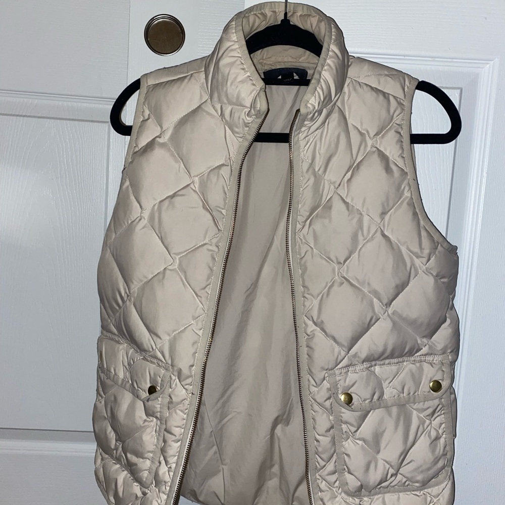 J.Crew Quilted Down Puffer Vest Ivory/Cream